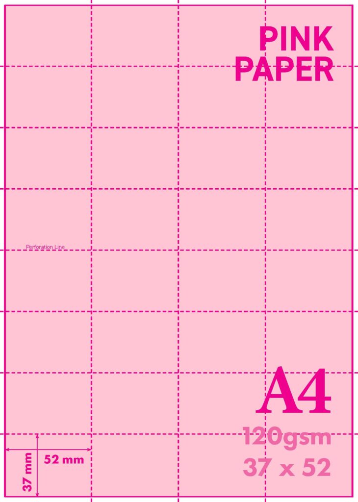 A4 120gsm A9 Perforated Paper Pink